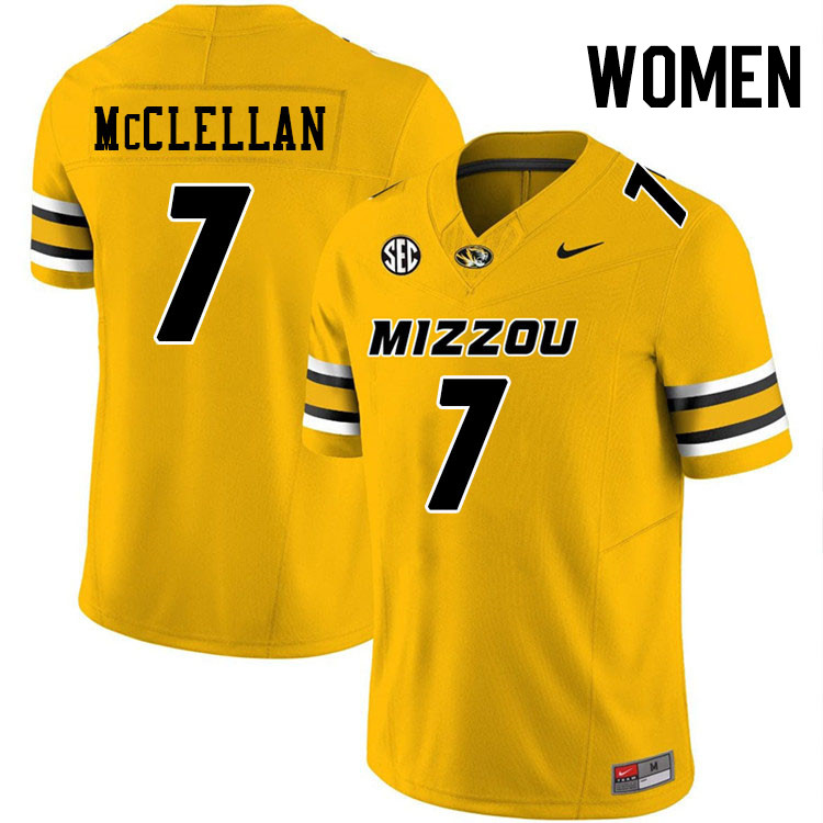 Women #7 Chris McClellan Missouri Tigers College Football Jerseys Stitched-Gold